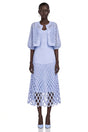 Marilyn Light Blue Midi Dress  Cape Set with CutOuts
