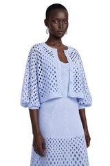 Marilyn Light Blue Midi Dress  Cape Set with CutOuts