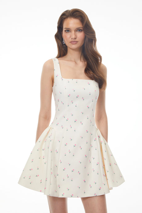 Vivian Mini Dress White Sleeveless Floral Print