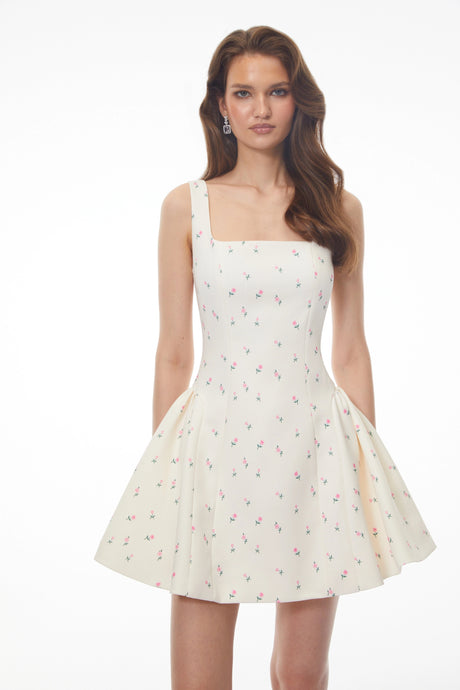 Vivian Mini Dress White Sleeveless Floral Print