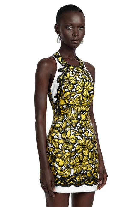 Kamila Mini Dress Yellow Scenic Print Halter