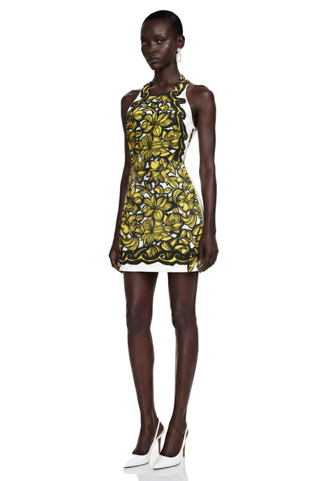 Kamila Mini Dress Yellow Scenic Print Halter