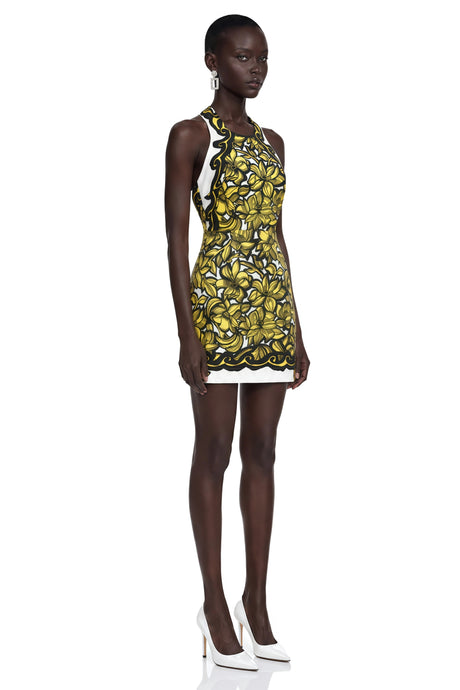 Kamila Mini Dress Yellow Scenic Print Halter