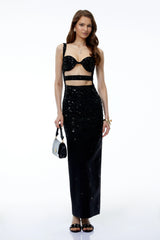 Marino Black Sweetheart Maxi Dress with CutOuts