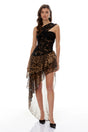 Marion Black Leopard Print Asymmetrical Maxi Dress