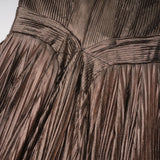 Marise Brown Draped Satin Maxi Dress