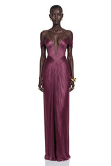 Marise Pink Draped Satin Maxi Dress
