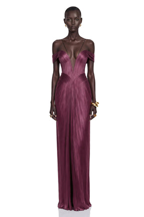 Marise Pink Draped Satin Maxi Dress