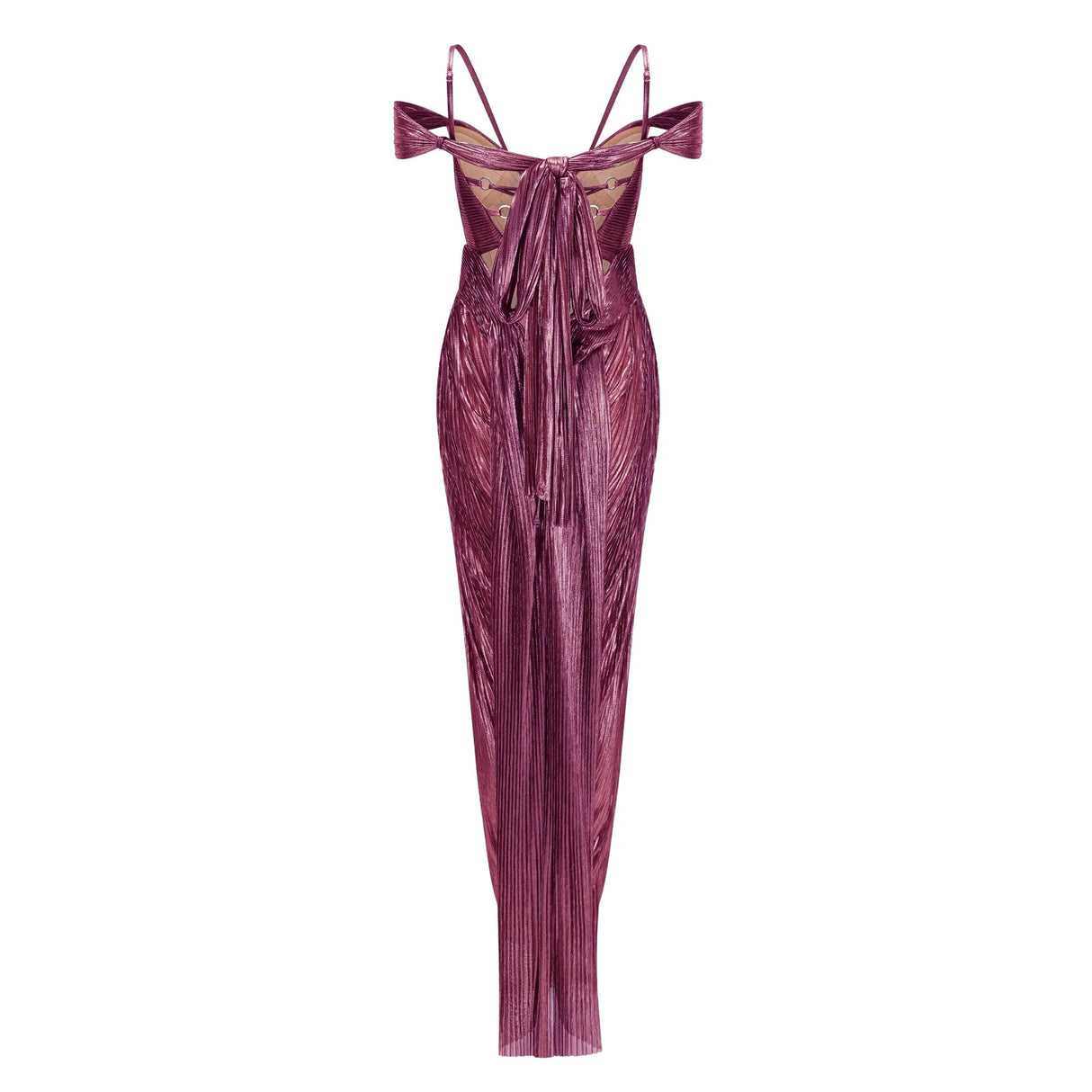 Marise Pink Draped Satin Maxi Dress