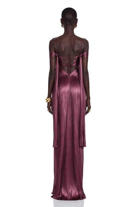 Jelena Maxi Dress Pink Draped Satin