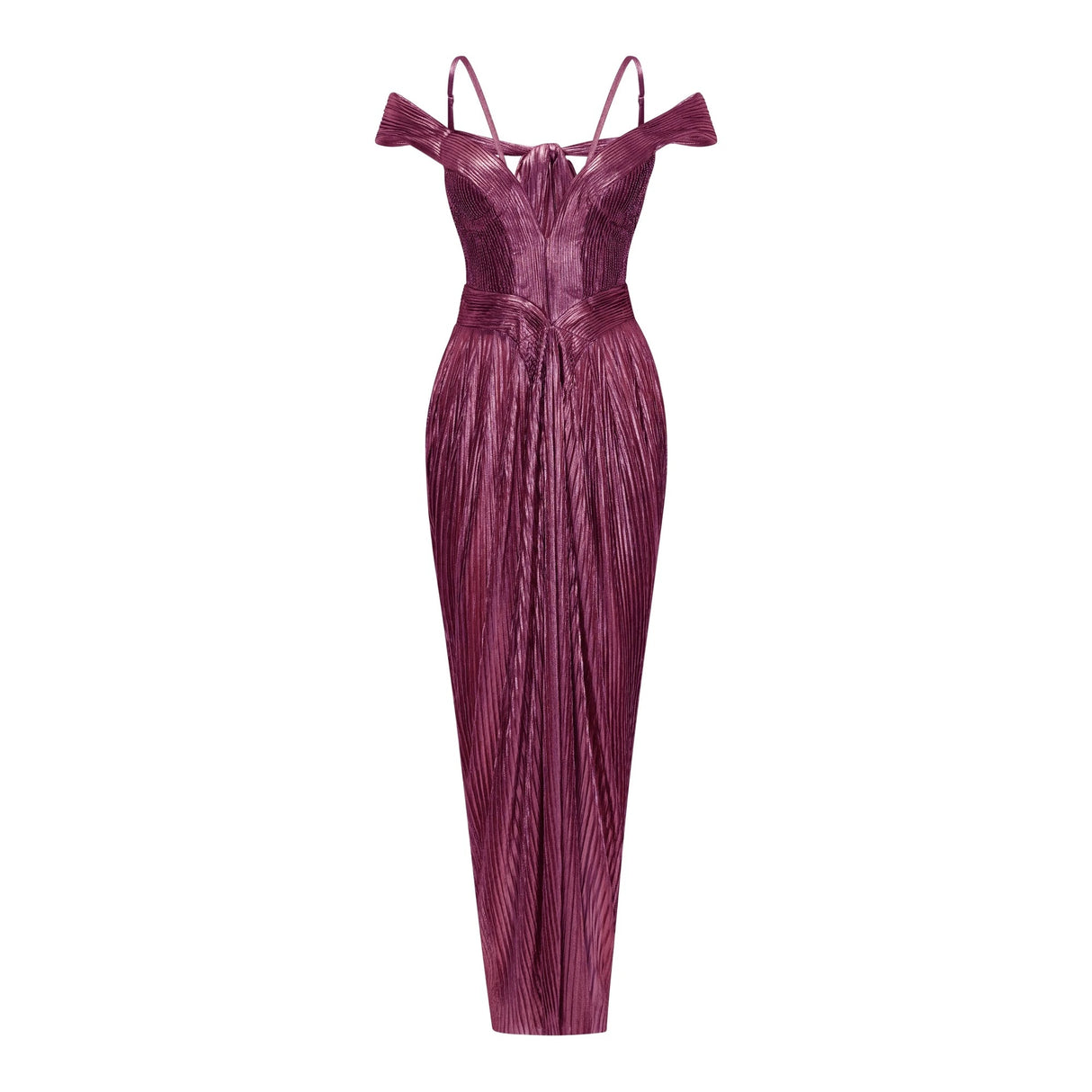 Marise Pink Draped Satin Maxi Dress