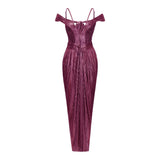 Marise Pink Draped Satin Maxi Dress