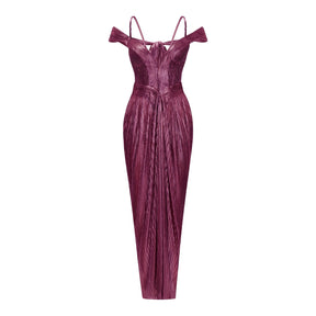 Marise Pink Draped Satin Maxi Dress