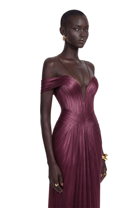 Jelena Maxi Dress Pink Draped Satin