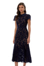 Marlene Navy Blue Floral Lace Midi Dress