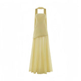Marlis Yellow Strapless Layered Train Dress