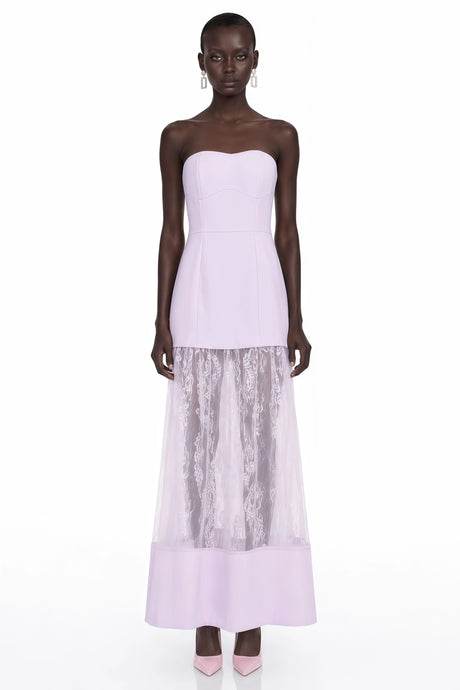 Stefania Maxi Dress Lilac Strapless Sweetheart