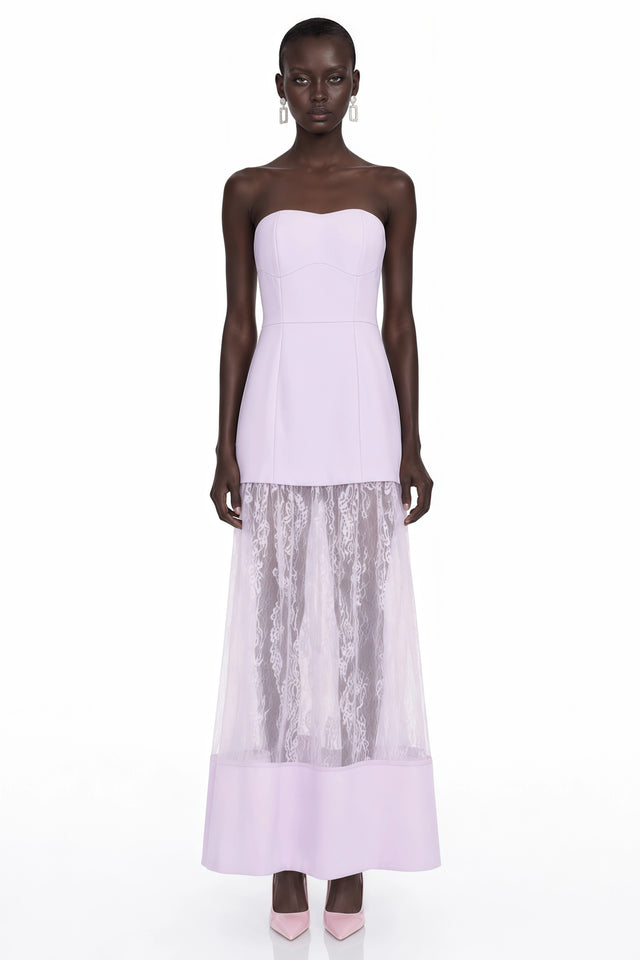 Marta Lilac Strapless Sweetheart Maxi Dress