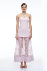 Marta Lilac Strapless Sweetheart Maxi Dress