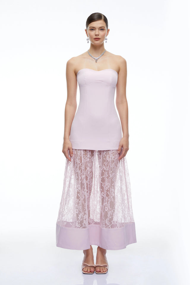 Marta Lilac Strapless Sweetheart Maxi Dress
