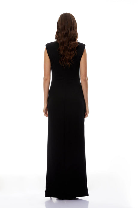 Flaminia Maxi Dress Black with Zip Up Detail
