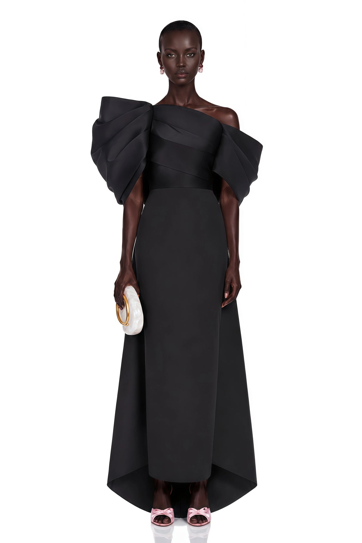 Martina Black One Shoulder Maxi Dress with Bow Detail