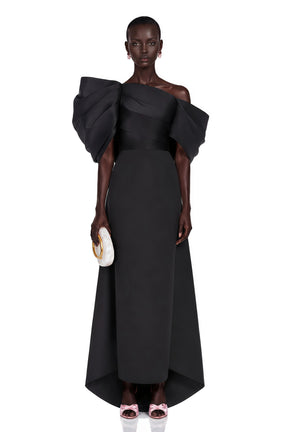 Martina Black One Shoulder Maxi Dress with Bow Detail