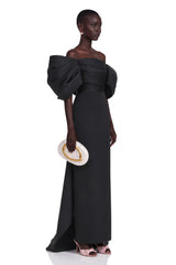 Martina Black One Shoulder Maxi Dress with Bow Detail