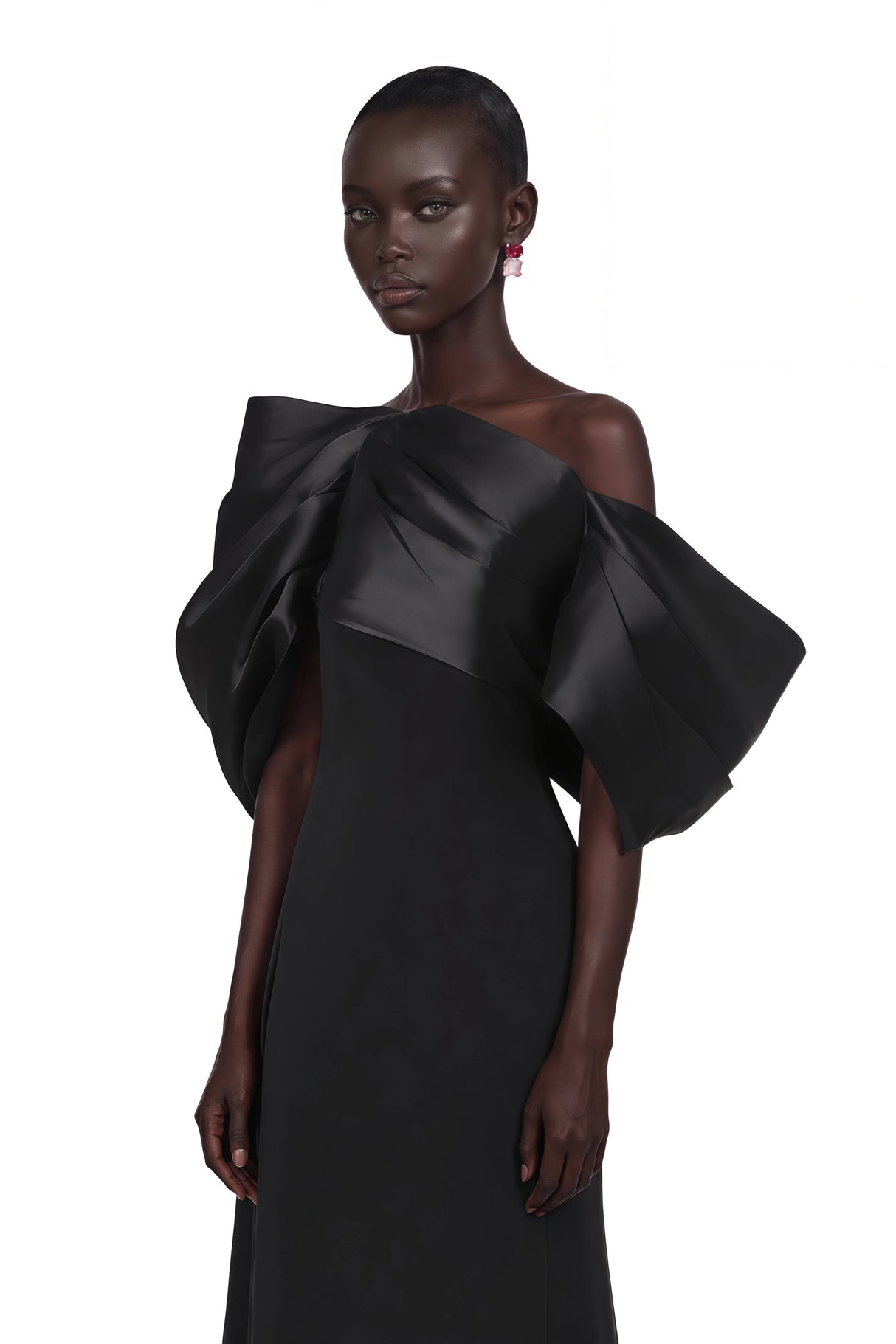Martina Black One Shoulder Maxi Dress with Bow Detail