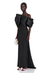 Martina Black One Shoulder Maxi Dress with Bow Detail