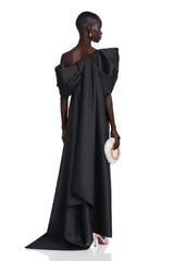 Martina Black One Shoulder Maxi Dress with Bow Detail