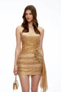 Martina Gold Ruched Corset Mini Dress