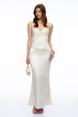 Martina Neutral Corset Satin Maxi Dress
