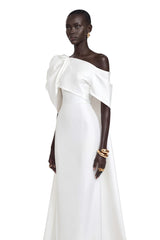 Martina White One Shoulder Maxi Dress with Bow Detail