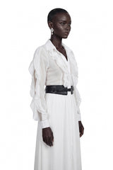 Maryam White CutOut Ruffled Maxi Dress