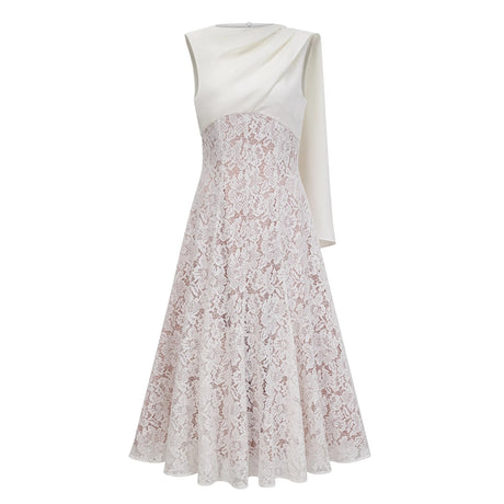 Margherita Maxi Dress White Ribbon Detail Floral Lace