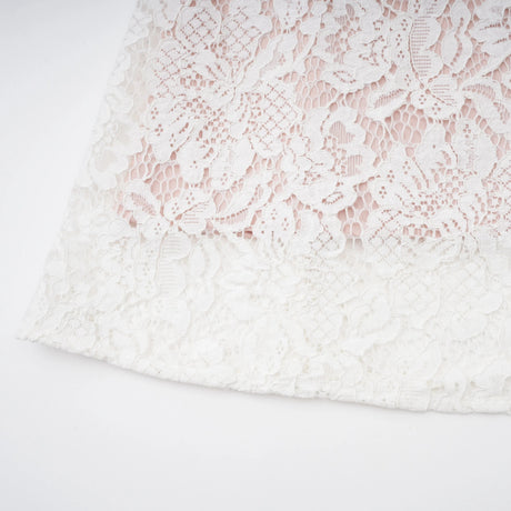 Marzia White Ribbon Detail Floral Lace Maxi Dress
