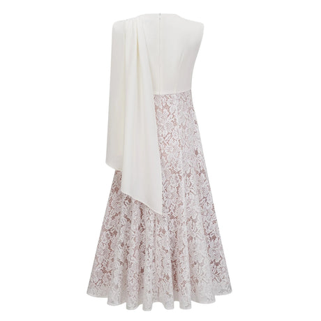 Margherita Maxi Dress White Ribbon Detail Floral Lace