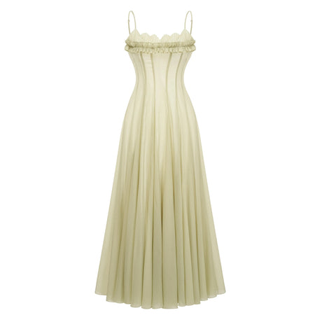 Rhea Maxi Dress Ruffled Shirred Tulle