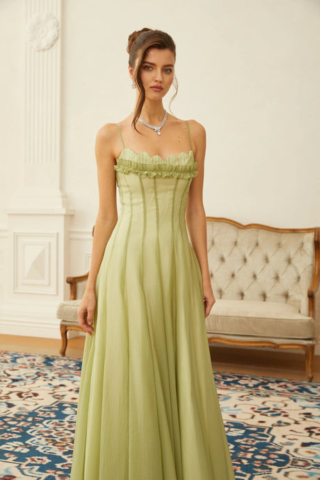 Rhea Maxi Dress Ruffled Shirred Tulle