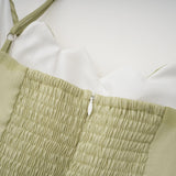 Matcha Ruffled Shirred Tulle Maxi Dress