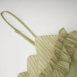 Matcha Ruffled Shirred Tulle Maxi Dress