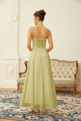 Matcha Ruffled Shirred Tulle Maxi Dress