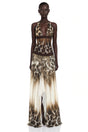 Mathilde Chocolate Brown Leopard Print Halterneck Maxi Dress