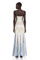 Matilda Blue Lace Panel Maxi Dress with Spaghetti Straps