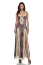 Matilda Brown Leopard Print Maxi Dress with CutOuts