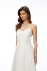 Matilde White Maxi Dress with 3D Florals