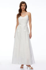Matilde White Maxi Dress with 3D Florals
