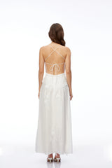 Matilde White Maxi Dress with 3D Florals