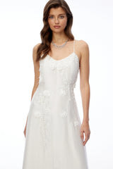 Matilde White Maxi Dress with 3D Florals